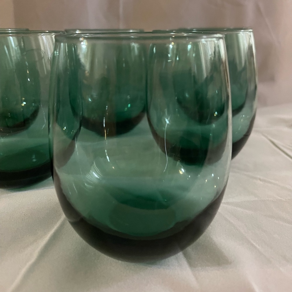 Libbey Juniper Green Stemless Wine Water Drinking Glasses